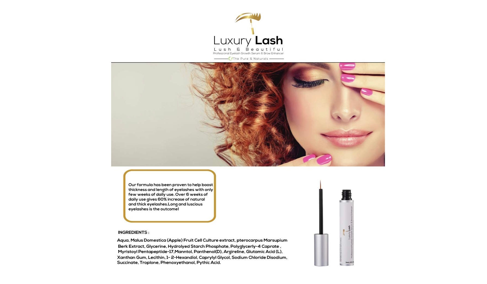 Luxury Lash Eye Lash Serum - An Advanced Eyelash Growth Serum – Longer, Thicker, Fuller Lashes